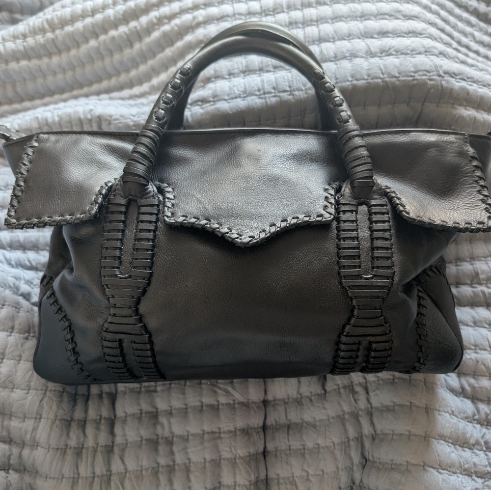 Rebecca Minkoff Black Leather with Gold Logo - Picture 2 of 6